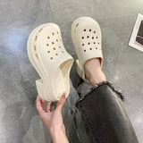 Breakj Summer Women's Sports Sandals Anti-Slip Bag Head Casual Fashion Tying Hole Shoes Simple Thick-Soled Slippers