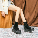 Women's Boots 2023 Autumn Winter Botines Chelsea Short Platform Shoes Chunky Elegant Ankle Black Free Shipping and Low