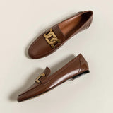 for Women 2022 Women's Loafers Kid Suede Cowhide Female Flat Shoes Metal Buckle Moccasins Casual Mocasines