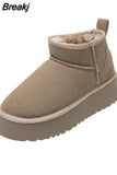 Women's Short Plush Warm Snow Boots Casual Shoes 2023 New Suede Chelsea Ankle Boots Elegant Party Striptease Snow