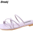 Women Slingback Sandals 2023 New Women's Shoes Summer Flats Casual Flip Flops Shallow Female Slides Open-toe