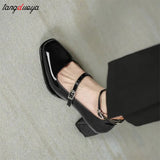 Women heels Shoes Mary Jane Shoes Woman Pumps Patent Leather High Heels Dress Shoes Red Wedding Shoes Spring 2023 Double