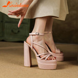 High Heeled Women's Sandals 2023 Summer Buckle Strap Platform Pumps Simply Element Comfortable Walking Plus Size