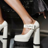 Size 36-43 Women Pumps Buckle Strap Super High Heels Shoes For Women 2023 Summer Chunky Heel Fashion Platform