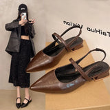 Breakj 2025 New Flat-Bottomed Sandals Soft Leather Tip-To-Head Shallow Sandals Women's