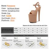 Sales 2023 New Style Suede Sexy 20cm Women Sandals High Heels Open Toe Buckles Nightclub Party Women Shoes Apricot Size