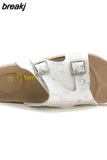 2023 New Summer Women Beach Cork Slippers Casual Buckle Clogs Outside Non-slip Water Slides