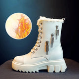 White Platform Boots Gothic Punk Shoes Women Winter Leather Booties Woman Fashion Designer Ankle Boots Botas