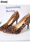 High Heels Pumps 8cm Tacones Pointed Toe Stilettos Femme Sexy Ladies Wedding Leopard Plus