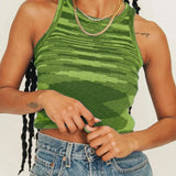 Knit Crop Top Women Sleeveless Y2K Tank Top Basic T Shirts Casual Bodycon Vest Vintage Green