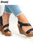 Women Sandals Wedge Platform Summer Solid Causal Slip On Concise Fashion Wedges Brand New Heels Open Toe Lady