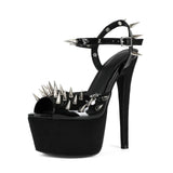 Breakj Club Sexy Rivet Black Water Table Fine High Heel Transfled Large Women High Heel