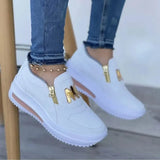 Women Sports Shoes Side Zipper Platform Sneakers Pu Leather Fashion Lady Footwear M Vulcanized Comfot Tennis Female