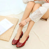 Genuine Leather Comfortable Ladies Mid Heel Sandals Women Shoes Hollow Peep Toe Square Heel Sandals