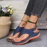 Summer Women Buckle Strap Sandals Casual Ladies Solid Clip Toe Shoes Thong Sandals Gladiator Footwear Wedges