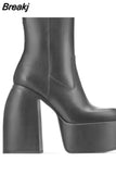 Design Great Quality Patchwork Super High Heel Ankle Boots Platform 2023 Sexy Elegant Woman Fashion Shoes Big Size