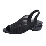 Women Sandals Fashion Thick Heel Peep Toe Women's Shoes Mesh Breathable Sandals Ladies Plus Size Girls Summer Beach