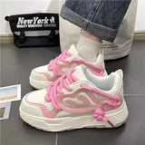Harajuku Sneakers Women's Running Shoes 2024 New Thick Platform Sneakers students Outdoor Casual Pu Leather Vulcanized