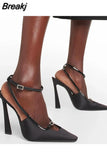 Thin High Women Sandals Fashion Summer 2023 Rivets Tassel Belt Buckle Genuine Leather Sandals High Quality Party