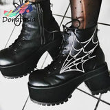 Cool Fashion Brand New Solid Lace Up High Heel Round Toe Platform Boots For Women Big Size 43 Punk Goth