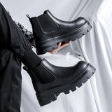 Breakj 2023 New Round Head Thick Bottom Male High Help Middle Tube Youth Heel Set Foot Trend Martin Boots