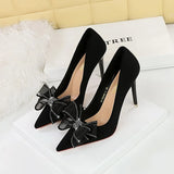 Breakj Banquet High Heels Diamond Lace Bow Single
