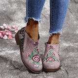 New Retro Women's Leather Shoes Fashion Women's Retro Low Heel Women's Zipper Women's Shoes Fashion Boots Zapatos De