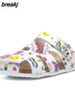 New Summer Buckle Cork Slipper 2023 Casual Women Beach Outside Non-slip Closed Toe Cut-outs Slides