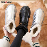 black Winter Women Snow Boots For Women Shoes 2023 New Fashion Thicken Bottom Non-slip Waterproof Cloth Warm Cotton