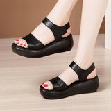 Heel Sandals Women's Muffin Thick Soles Summer 2023 New Velcro Full-Size Open-Toed Sandals With Soft