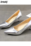 For Women 2023 6.5cm Heels Women Pumps Shoes Pointed Toe Bling Gold PU Sexy Wedding Party Office Shoes Woman Big Size