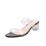 Wear Women's Crystal Heel Sandals Slippers 2023 Summer Transparent Plastic Open Toe Female Sandals Plus Size Party