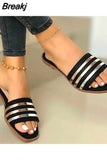 Summer Women 2023 Fashion Comfort Plus Size Slippers Women Sequined Flat Sandals Slippers Sandalias De