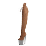 Peep Toe Boots Pole Dance Boots Stripper High Heels Women Sexy Show Shoes Party Club 20 CM Heels Platform ZIP Lace-Up