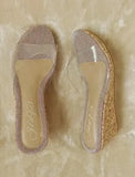 Summer New Mid-heeled 6.5CM Transparent Sequined Slippers Women Platform Sole Wedges Sandals Women Comfortable Beach