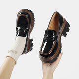 High Heels Women's Loafers Pumps Platform Shoes for Women 2023 New Spring Leather Luxury Elegant Shoes Ladies Round