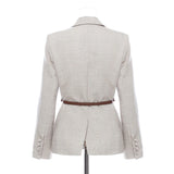 Patchwork Strap Hit Color Blazers Women Notched Collar Long Sleeve England Style Suits Female Fashion Clothing
