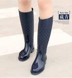 Fashion Women's Rain Shoes Autumn Winter High Tube Water Shoes Diamond Lattice Rain Boots Thermal Rubber Shoes