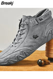 Men Boots Winter with Fur Warm Handmade Ankle Boots Men Work Hot Sale Snow Shoes Men Split Leather Boots Casual High Top