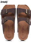 Summer Unisex Beach Holiday Cork Slippers 2023 Men Casual Double Buckle Outside Slides