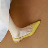 Size 34-40 Women Sandals 2023 Genuine Leather Sexy Thin Heels Shoes For Women Backsling Summer Sandalias Office