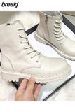 Leather Black Platform Boots for Women Heels Designer Shoes Woman Booties Ankle Boots Female Chunky Shoes Women 2023