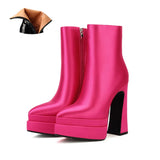 Quality Sexy Satin Women's Ankle Boots High Heels Thickened High Heels Pointed Toe Platform Shoes Shoes for Women Size