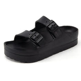 Sandals Women 2022 Summer Thick Bottom Flat Platform Candy Color Two Buckle Mule Slippers Plastic