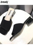 Women's Shoes Slippers Outdoor Summer New Fashion Knitted Stretch Open Toe Thick Sandals