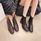 Breakj Women 2025 Autumn And Winter New Square Head Rough With Chinese And Korean Version Of The Sleeves Martin Commuted Chelsea