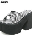 Thick Heels Platform Sandals For Women 2023 European Style Ankle Buckle Sandals Comfy Walking Lady Sandals
