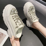 thick-soled designer canvas shoes women's 2022 new all-match platform shoes thick-soled heightened casual daddy