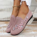 Mesh Flat Shoes Ladies Lightweight Sneakers Autumn Chinese Style Embroidered Flat Shoes Breathable Outdoor Walking