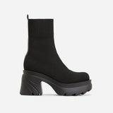 Size 43 Women Shoes Platform Boots Breathable Mesh Height Increasing Black Motorcycle Boots Women Fashion Chunky Sock